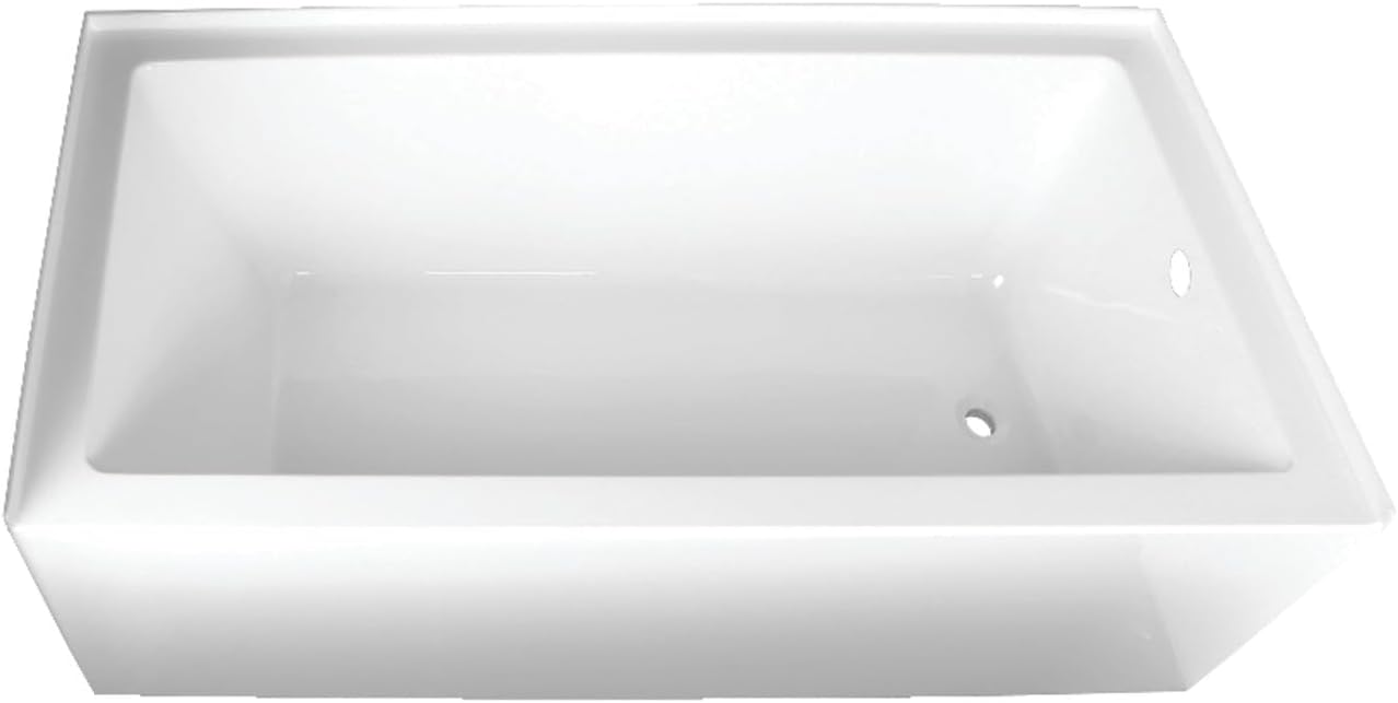 Aqua Eden VTAP663222R 66-Inch Acrylic 3-Wall Alcove Tub with Right Hand Drain, White