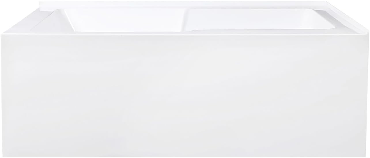Aqua Eden VTAM6032R22S 60-Inch Acrylic 2-Wall Corner Alcove Tub with Corner Apron, Right Hand Drain Hole, White