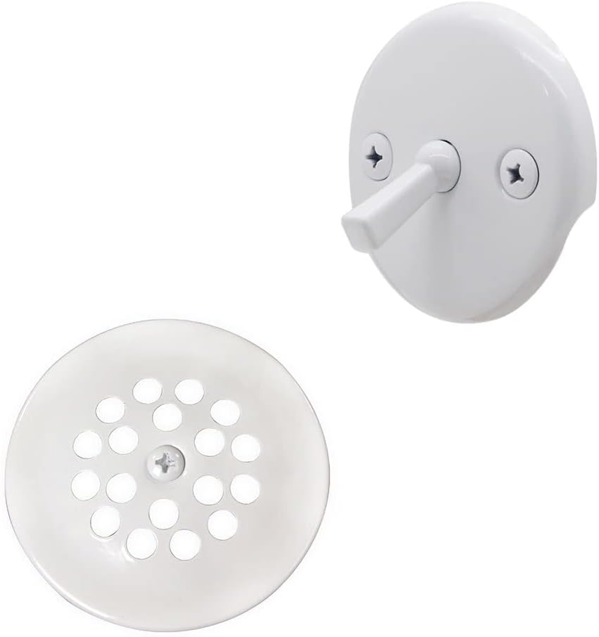 Westbrass A323-50 14' Bath Waste & Overflow Assembly with Trip Lever and Beehive Strainer Grid Drain, Powder Coat White