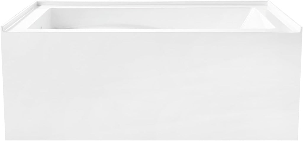 Aqua Eden VTAM5432L22D 54-Inch Anti-Skid Acrylic 3-Wall Alcove Tub with Left Hand Drain, Glossy White