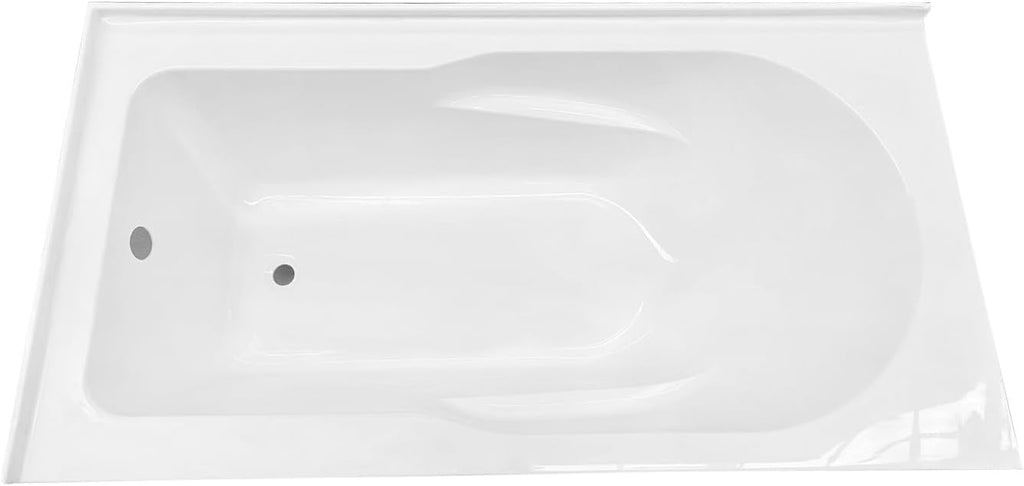 Aqua Eden VTAM6032L21TS 60-Inch Acrylic 2-Wall Corner Alcove Tub with Left Hand Drain, White