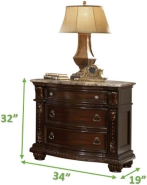 Roma Traditional Style Queen 4 Pc Bedroom Set Made with Wood in Dark Walnut