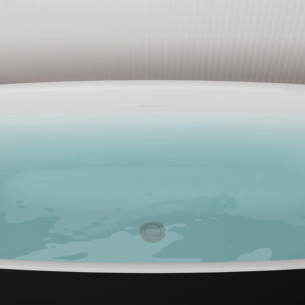 63' Lucite Acrylic Freestanding Bathtub, Rectangular Shape Contemporary Soaking Tub with Toe-tap Chrome Center Drain, Slotted Overflow, cUPC Certified, Matte Black