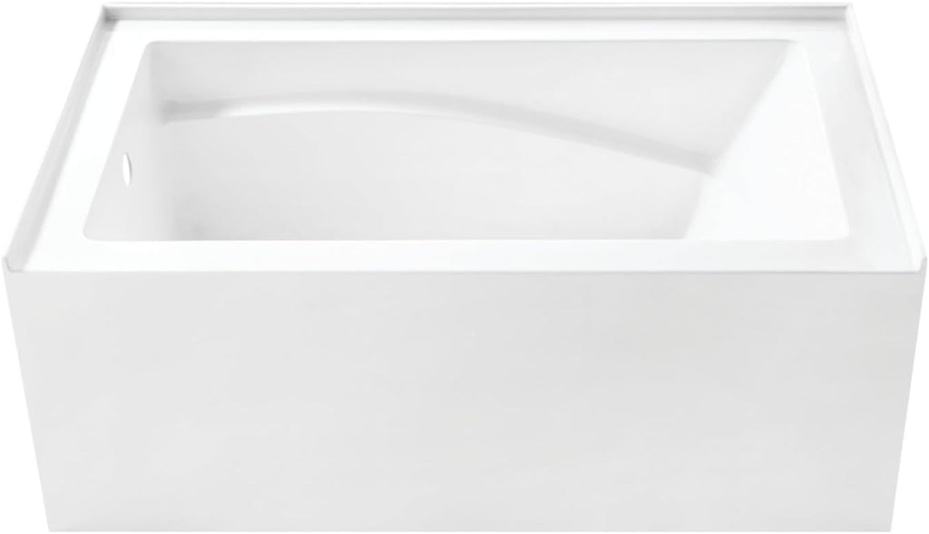 Aqua Eden VTAM5432L22D 54-Inch Anti-Skid Acrylic 3-Wall Alcove Tub with Left Hand Drain, Glossy White