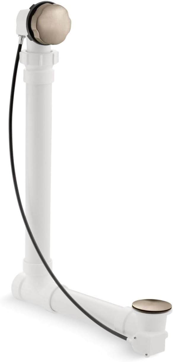 Kohler K-7213-2MB Clearflo 1 1/2' Bath Cable Drain with PVC Tubing, Vibrant Moderne Brushed Brass
