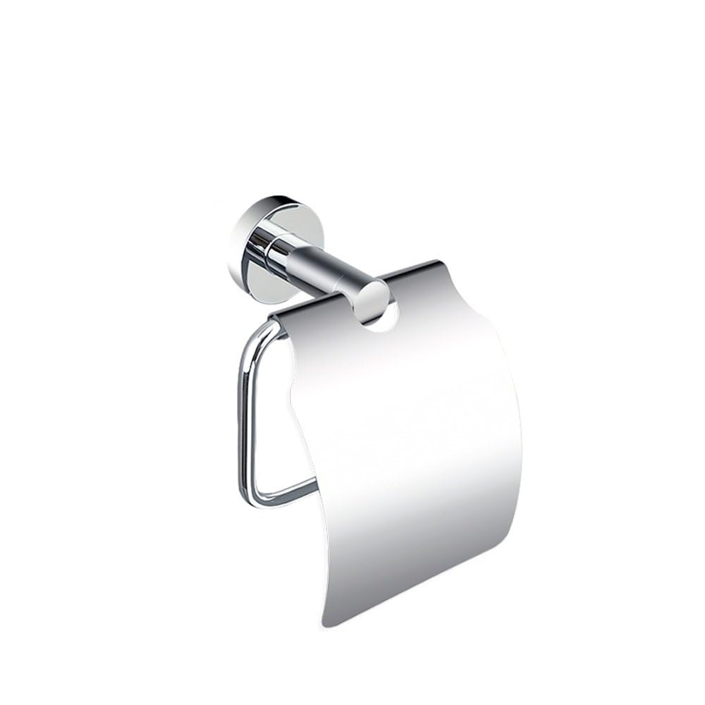 Polished Chrome Bathroom Accessories - Towel Rack, Soap Dish, Toilet Brush & Robe Hook - Modern Wall-Mounted Restrooms(Shelled Paper Holder)