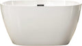 WOODBRIDGE 48' Acrylic Freestanding Bathtub Contemporary Soaking Tub, White Acrylic(Matte Black Drain/Overflow),BTA1703-MB-Drain&O