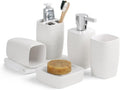 5-Piece Ceramic Bathroom Accessories Set, Soap Dispenser Toothbrush Holder Cup Soap Dish Bath Set(White)