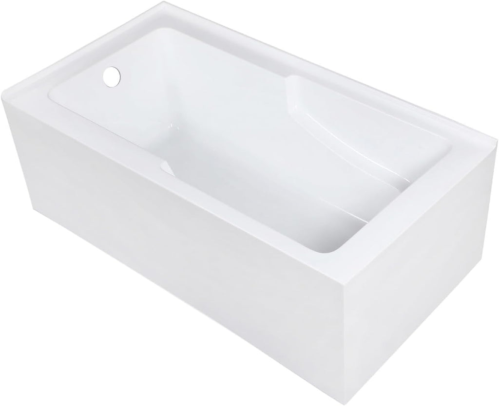 Aqua Eden VTAM6032L22S 60-Inch Acrylic 2-Wall Corner Alcove Tub with Corner Apron, Left Hand Drain Hole, White