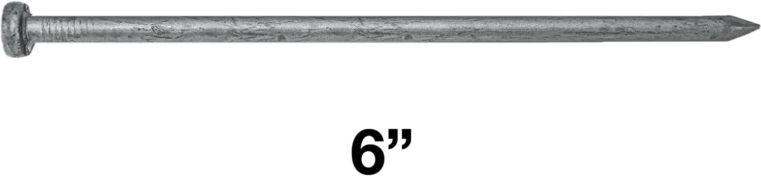 6' Bright Common Framing Nail (60D) - Heavy-Duty Fastener Designed for Interior Construction Applications - Uncoated Carbon Steel with Smooth Shank - Load Bearing - 9 X 5 POUND BOXES (~450 Nails)