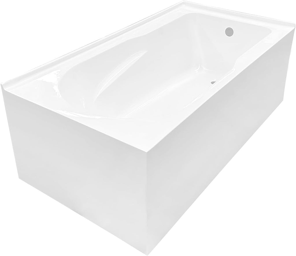 Aqua Eden VTAM6032R21TS 60-Inch Acrylic 2-Wall Corner Alcove Tub with Right Hand Drain, White