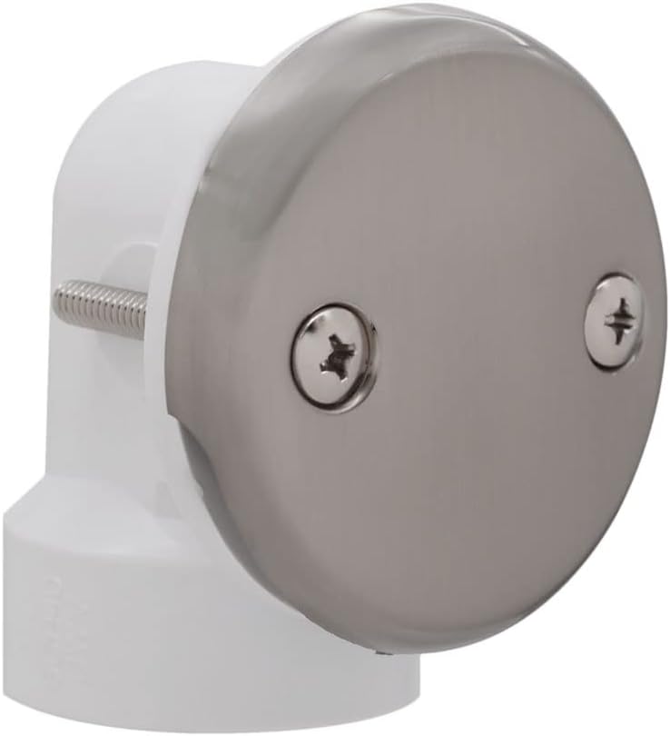 Westbrass A593244-07 14' x 1-1/2' White Tubular Bathtub Waste & Overflow Assembly with Tip-Toe Drain Plug and 2-Hole Faceplate, Satin Nickel (Pack of 12)