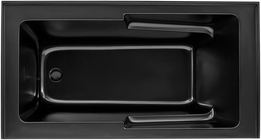 Swiss Madison Voltaire 60 x 32 Skirted Left Drain Soaking Apron Bathtub in Matte Black with Integrated Overflow and Armrest, Drain Included