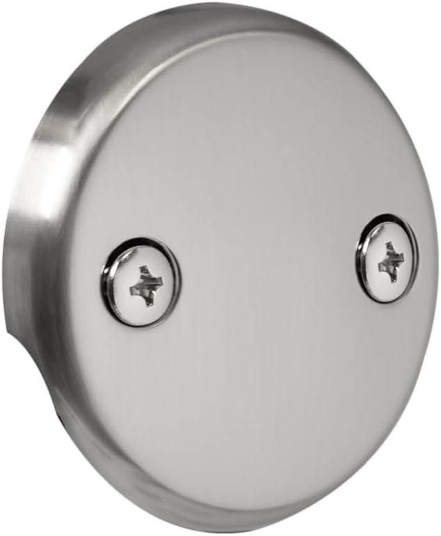 Westbrass A593244-07 14' x 1-1/2' White Tubular Bathtub Waste & Overflow Assembly with Tip-Toe Drain Plug and 2-Hole Faceplate, Satin Nickel (Pack of 12)