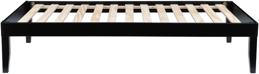 Powell Fordham Black Solid Pine Wood Twin Sized Platform Bed with Two Drawer Nightstand