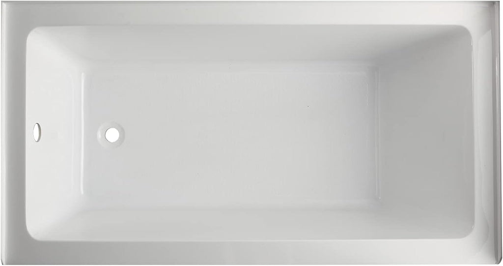 Aqua Eden VTAP6032L22C 60-Inch Anti-Skid Acrylic 3-Wall Alcove Tub with Left Hand Drain Hole, White