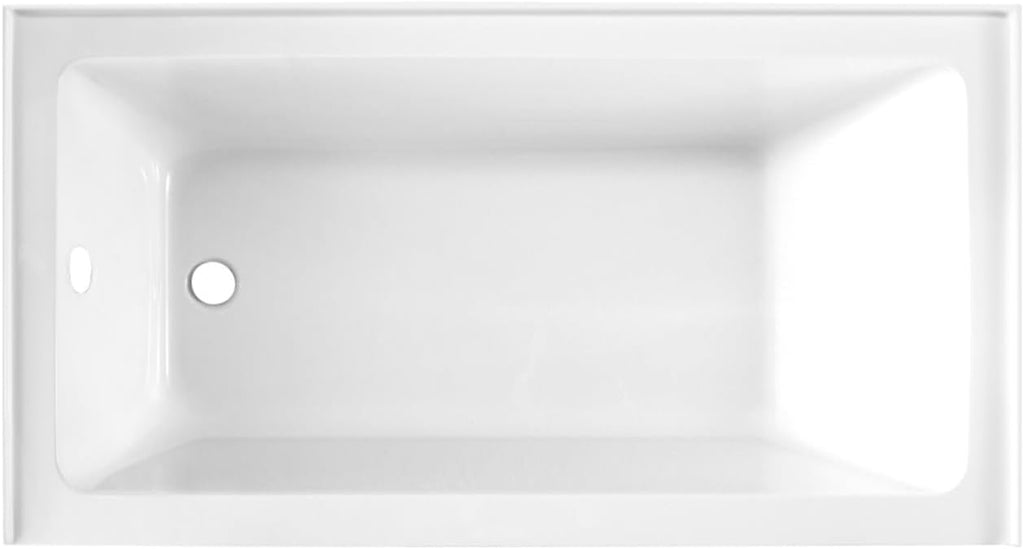 Aqua Eden VTAP6032L22 60-Inch Acrylic 3-Wall Alcove Tub with Left Hand Drain Hole, Glossy White