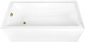 Aqua Eden CVTAP663222L7 66' Acrylic Rectangular 3-Wall Alcove Tub, Left Hand Drain, Glossy White/Brushed Brass