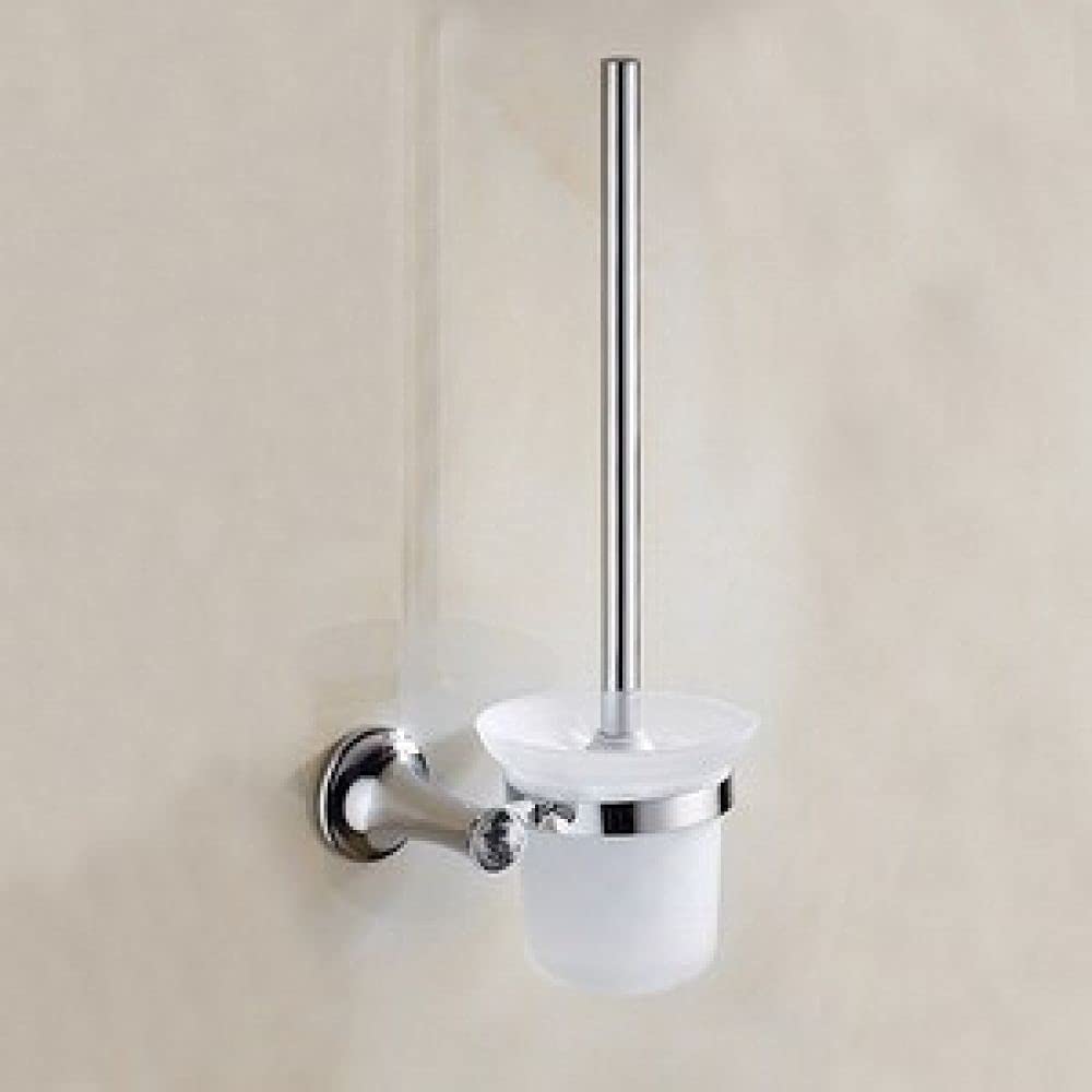 Chrome Plated Double Towel Bar Bathroom Accessories - Modern Wall-Mounted Towel Rack, Robe Hook, Soap Basket(Toilet Brush Holder)