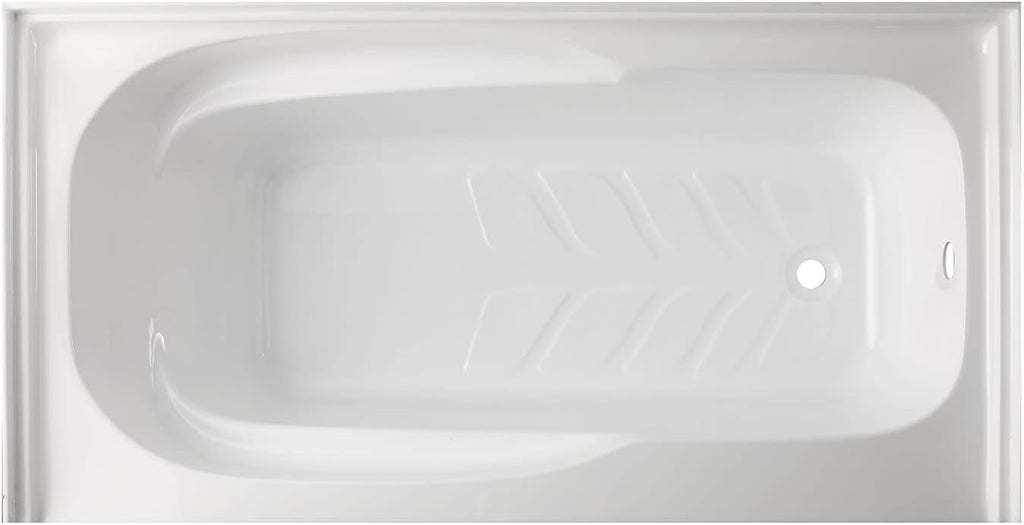 Aqua Eden VTAM6031R21B 60-Inch Anti-Skid Acrylic 3-Wall Alcove Tub with Right Hand Drain Hole, White