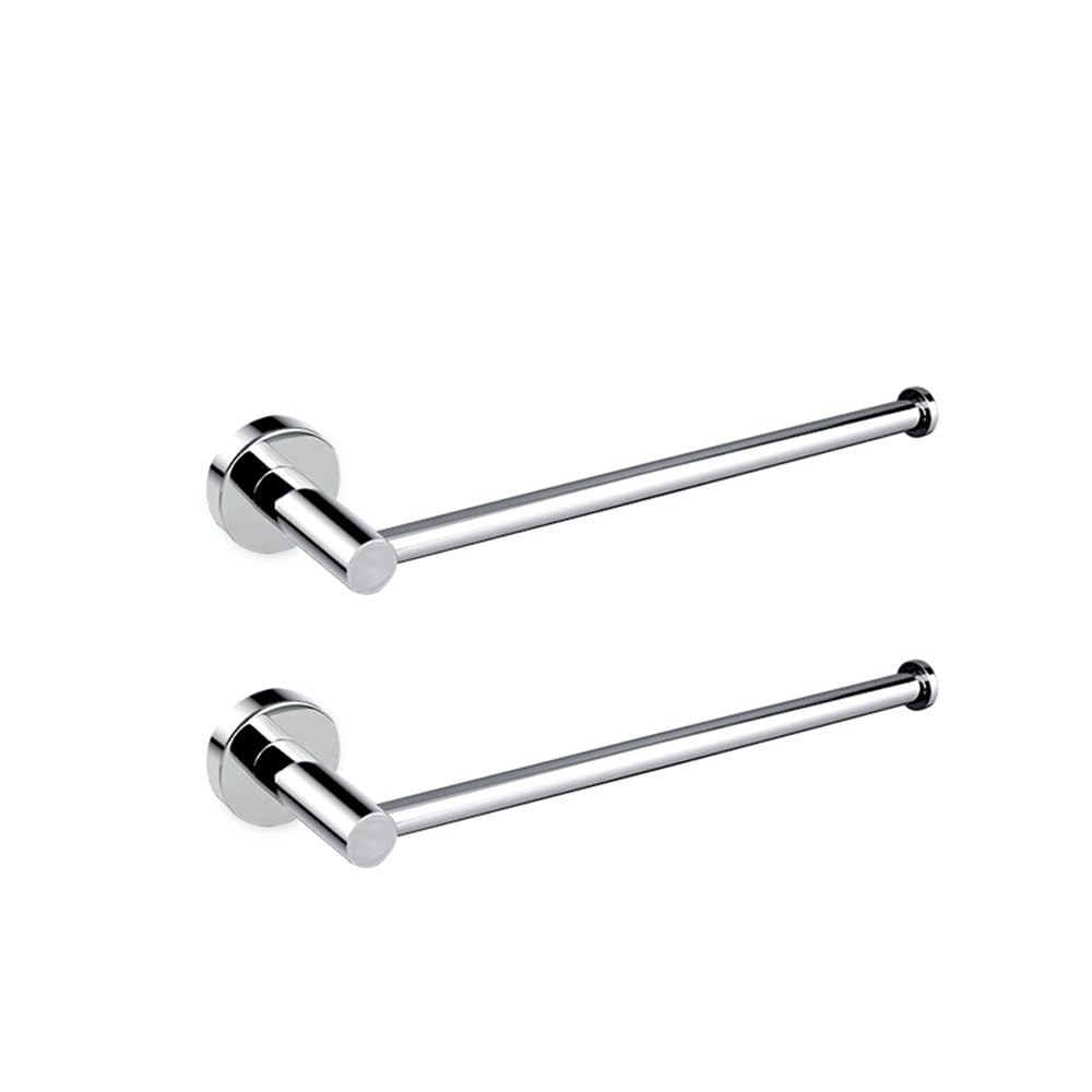 Polished Chrome Bathroom Accessories - Towel Rack, Soap Dish, Toilet Brush & Robe Hook - Modern Wall-Mounted Restrooms(2 Pcs Towel Ring a)
