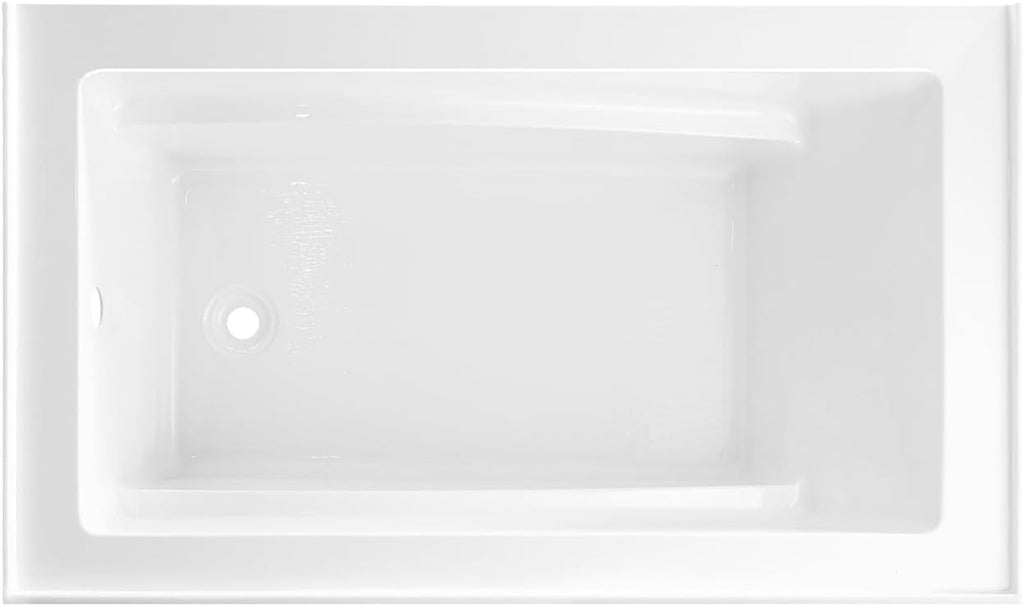 Aqua Eden VTAM5432L22D 54-Inch Anti-Skid Acrylic 3-Wall Alcove Tub with Left Hand Drain, Glossy White