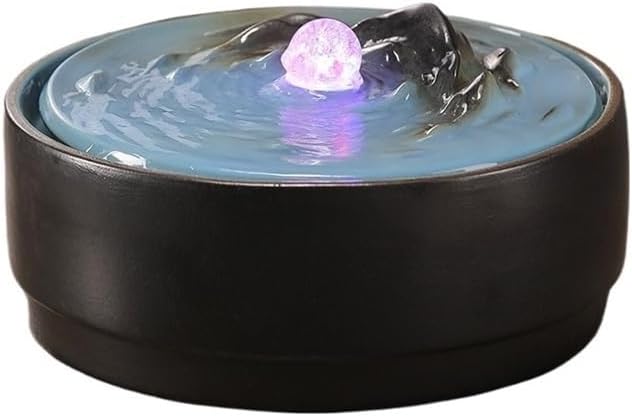 Tabletop Chinese-Style Circulating Water Fountain Tabletop Home Office Decoration Decor(Black)