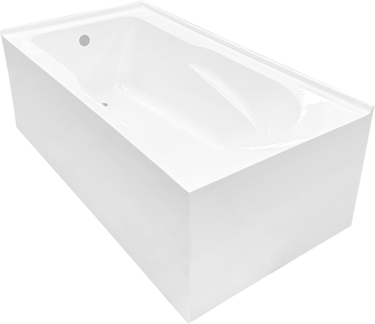 Aqua Eden VTAM6032L21TS 60-Inch Acrylic 2-Wall Corner Alcove Tub with Left Hand Drain, White