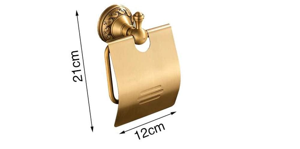 Antique Brass Bathroom Accessories - Wall-Mounted Towel Bar, Cup Holders, Hairdryer Rack, Tissue Roll & Soap Dish(Abs-004-2)