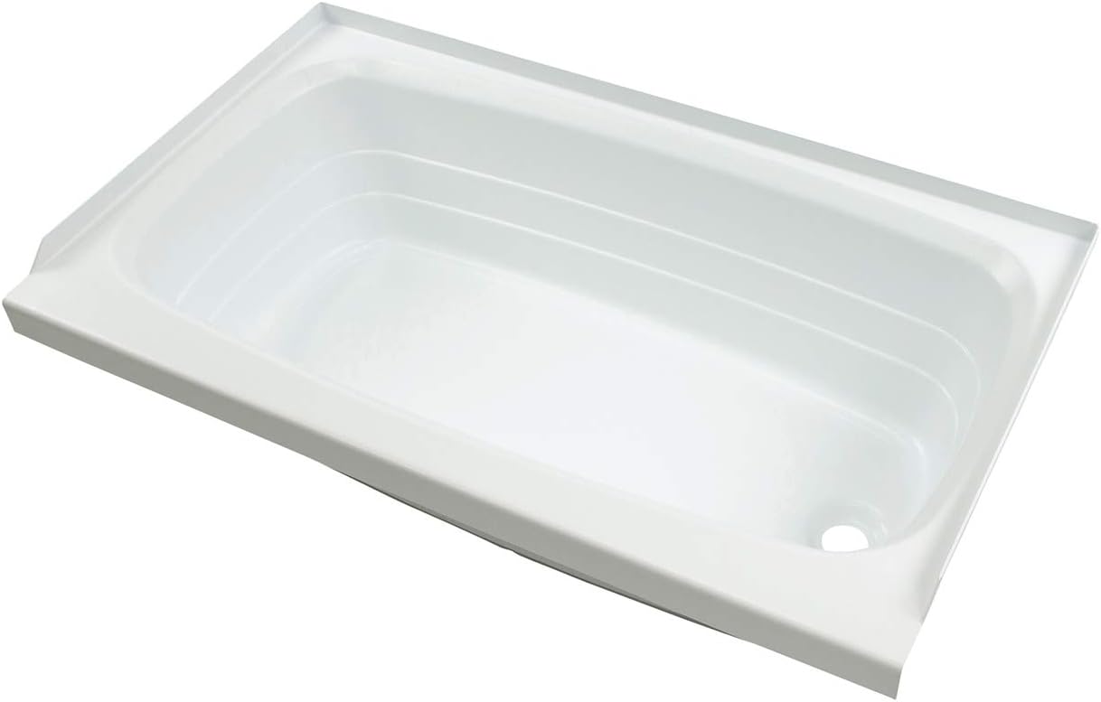 Lippert Replacement 24' x 46' White Bathtub with Right Drain, Scratch-Resistant ABS Acrylic for RVs, Travel Trailers, 5th Wheels, Motorhomes - W2446RHSPK