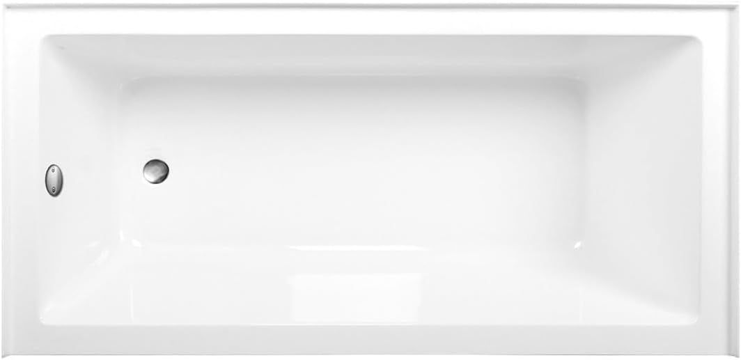 Aqua Eden CVTAP663222L8 66' Acrylic Rectangular 3-Wall Alcove Tub, Left Hand Drain, Glossy White/Brushed Nickel