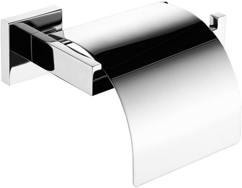 Heavy-Duty Chrome Bathroom Hardware - Towel Bar, Toilet Paper, Robe Hook - Polished Accessories Bathroom, Kitchen, More(Covered Paper Holder)