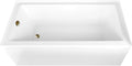 Aqua Eden CVTAP663222L3 66' Acrylic Rectangular 3-Wall Alcove Tub, Left Hand Drain, Glossy White/Antique Brass