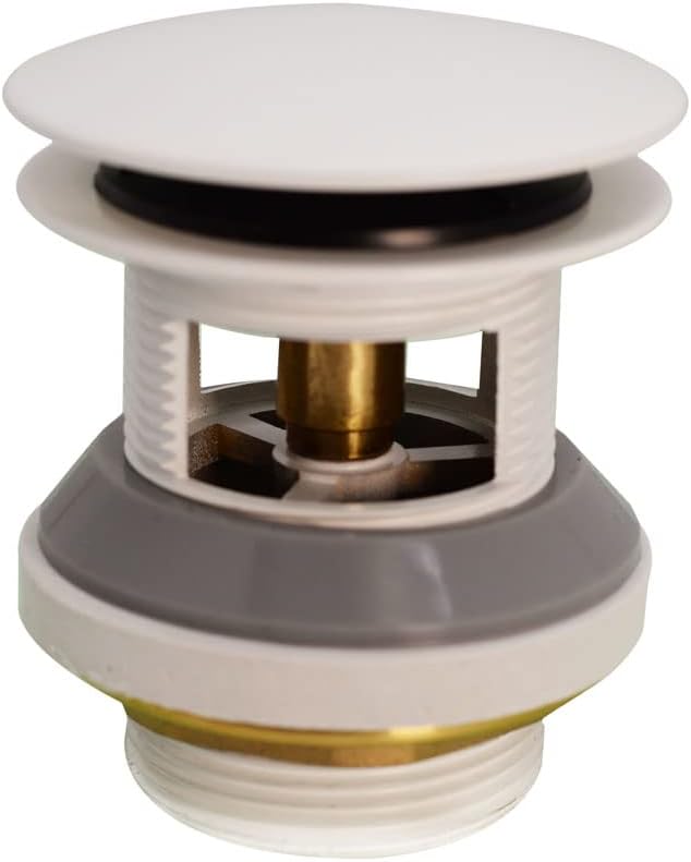 Westbrass D980LTBAA-50 1-1/2' NPSM Integrated Overflow Drain Trim Kit with Illusionary No-Hole Overflow and ABS Adapter, Brass, White