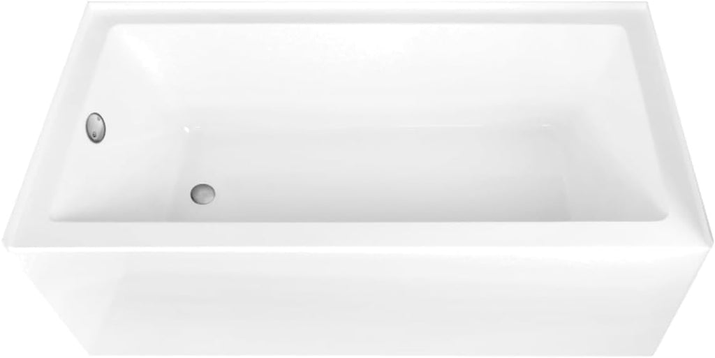 Aqua Eden CVTAP663222L8 66' Acrylic Rectangular 3-Wall Alcove Tub, Left Hand Drain, Glossy White/Brushed Nickel