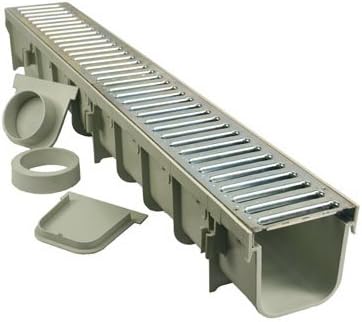 NDS 864GMTL Pro Series Channel Drain Kit, Polyolefin and Steel with Metal Grate, 5 x 39-In. - Quantity 3