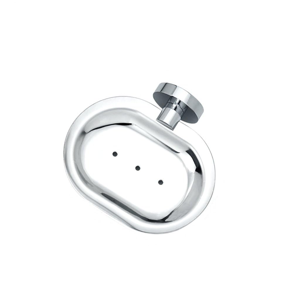 Polished Chrome Bathroom Accessories - Towel Rack, Soap Dish, Toilet Brush & Robe Hook - Modern Wall-Mounted Restrooms(Metal Soap Dish a)
