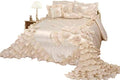 OctoRose Royalty Oversized Cream Wedding Bedding Bedspread | Cute Bed Set for California/King (120x110) | Comes with 2 Pillow Sham, 1 Square Pillow, and 1 Neck Roll
