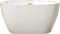 WOODBRIDGE 48' Acrylic Freestanding Bathtub Contemporary Soaking Tub, White Acrylic(Brushed Golden Drain/Overflow),BTA1703-BG-Drain&O