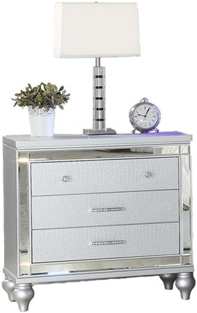 Sterling Queen 4 PC LED Bedroom Set Made with Wood in Silver Color