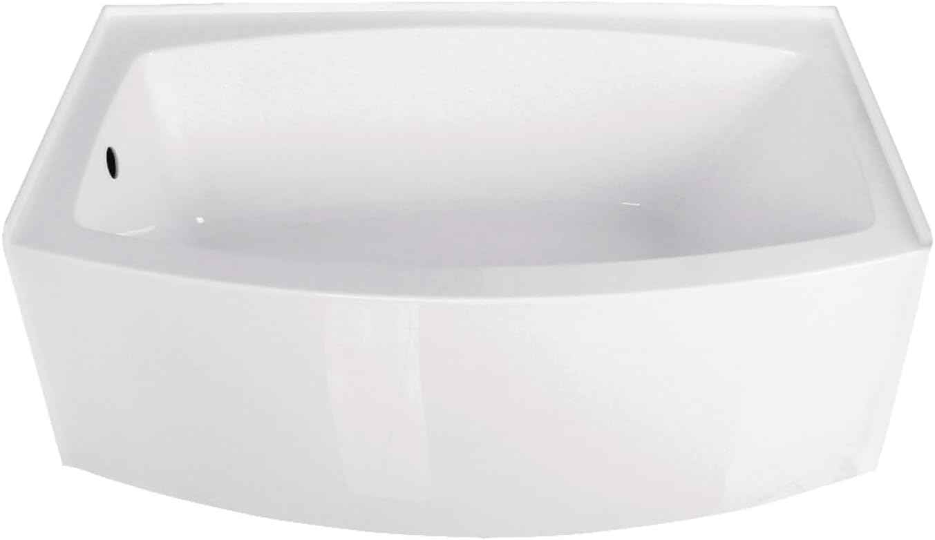 Aqua Eden VTDR603022L 60-Inch Acrylic Curved Apron 3-Wall Alcove Tub with Left Hand Drain Hole, White