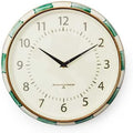 MACKENZIE-CHILDS Wall Clock, Decorative Enamel Clock for Kitchen and Living Room, Green-and-White Emerald Check