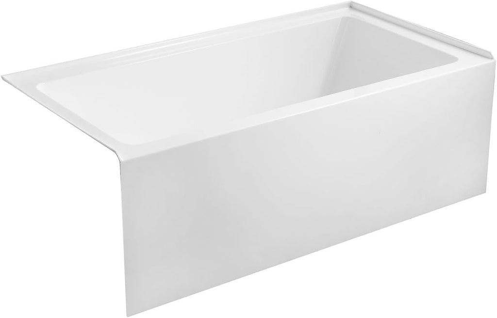 Aqua Eden VTAP6032L22 60-Inch Acrylic 3-Wall Alcove Tub with Left Hand Drain Hole, Glossy White