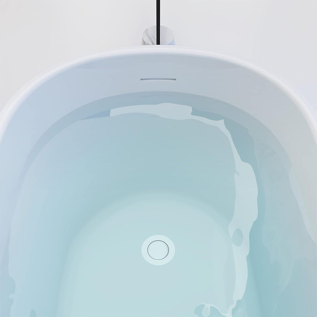 59' Acrylic Freestanding Bathtub, Single Slipper Free Standing Tub, Soaking Tub with Integrated Slotted Overflow, Toe-Tap Chrome Drain, cUPC Certified, Matte Black