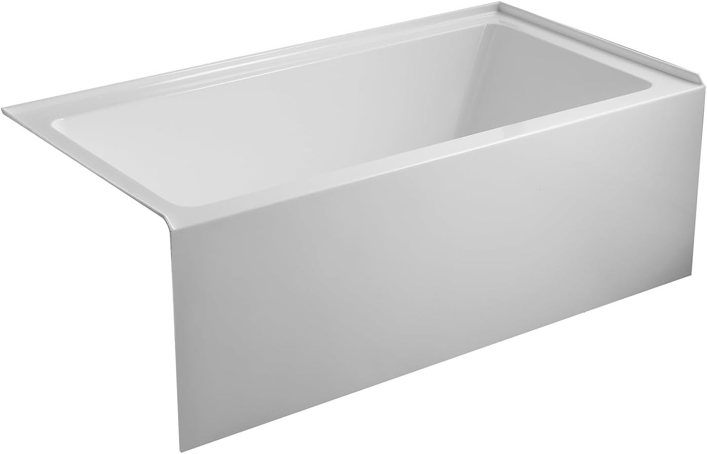 Aqua Eden VTAP6032L22C 60-Inch Anti-Skid Acrylic 3-Wall Alcove Tub with Left Hand Drain Hole, White