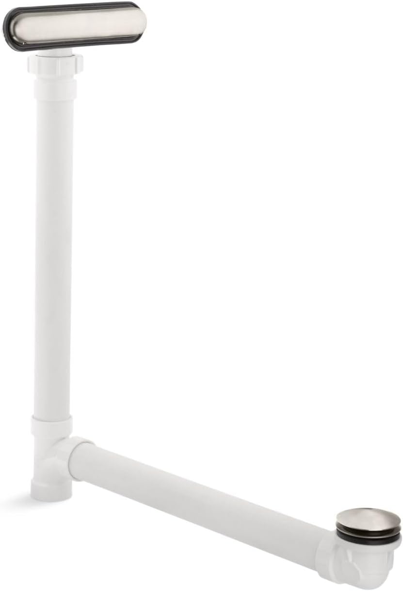 KOHLER K-7272-BN Clearflo Slotted Overflow Bath Drain, Toe-Tap Stopper, Above- or Through-the-Floor Placement, Ball-Joint for Easy Installation, Sleek Design, 4.5 pounds, Vibrant Brushed Nickel