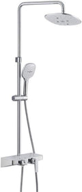 Shower Set Chrome Plated Brass Body ABS and Spray Shower Wall- Mounted Shower Combination Set with Function 3 Thermostatic Bathtub Shower Faucet Bath
