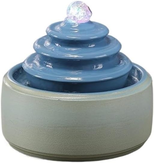 Tabletop Tabletop Fountain Decorations, Desktop Water Ornament for Home Office Decor(Blue)