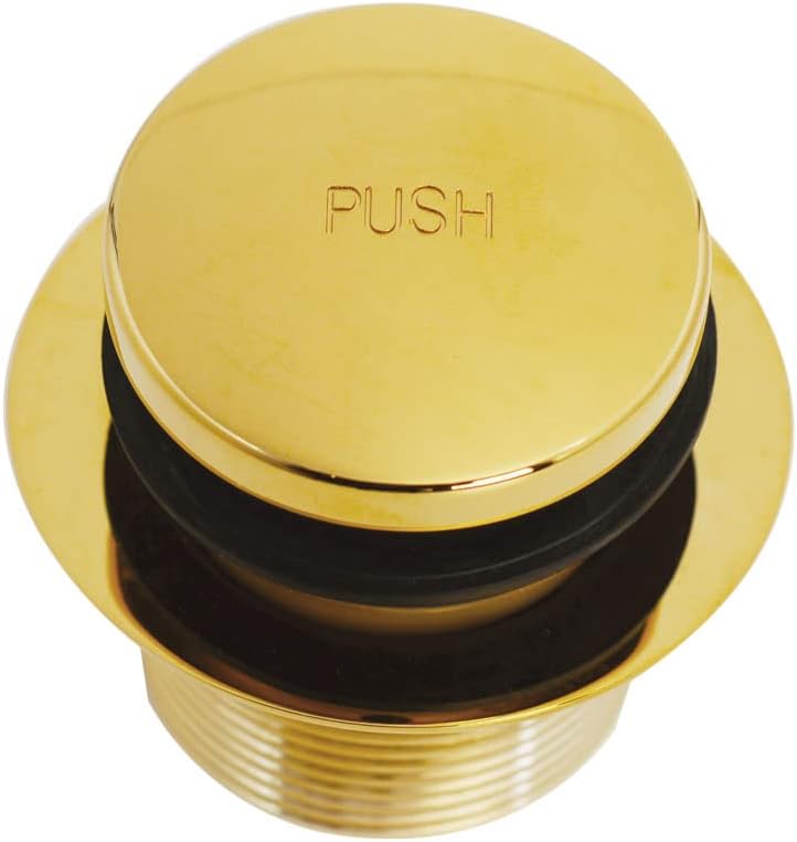 Westbrass 593144-12-01 14' Black Poly Tubular Bathtub Waste & Overflow Assembly with Tip-Toe Drain Plug and 2-Hole Faceplate, Polished Brass (12-Pack)