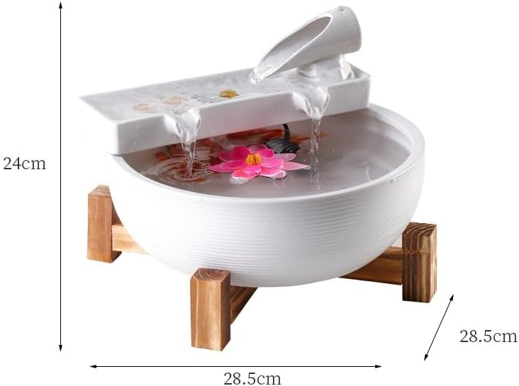 GUERNSEY Tabletop Fountain Tabletop Fountain Chinese Simple Desktop Water Ornaments Fountain Humidifier Living Room Tea Table Office Decorations Indoor Fountain(White)